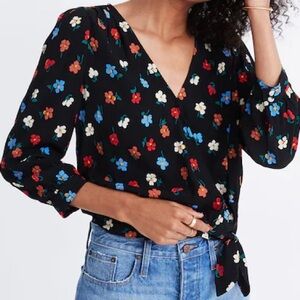 Madewell Wrap Top in Pressed Flowers